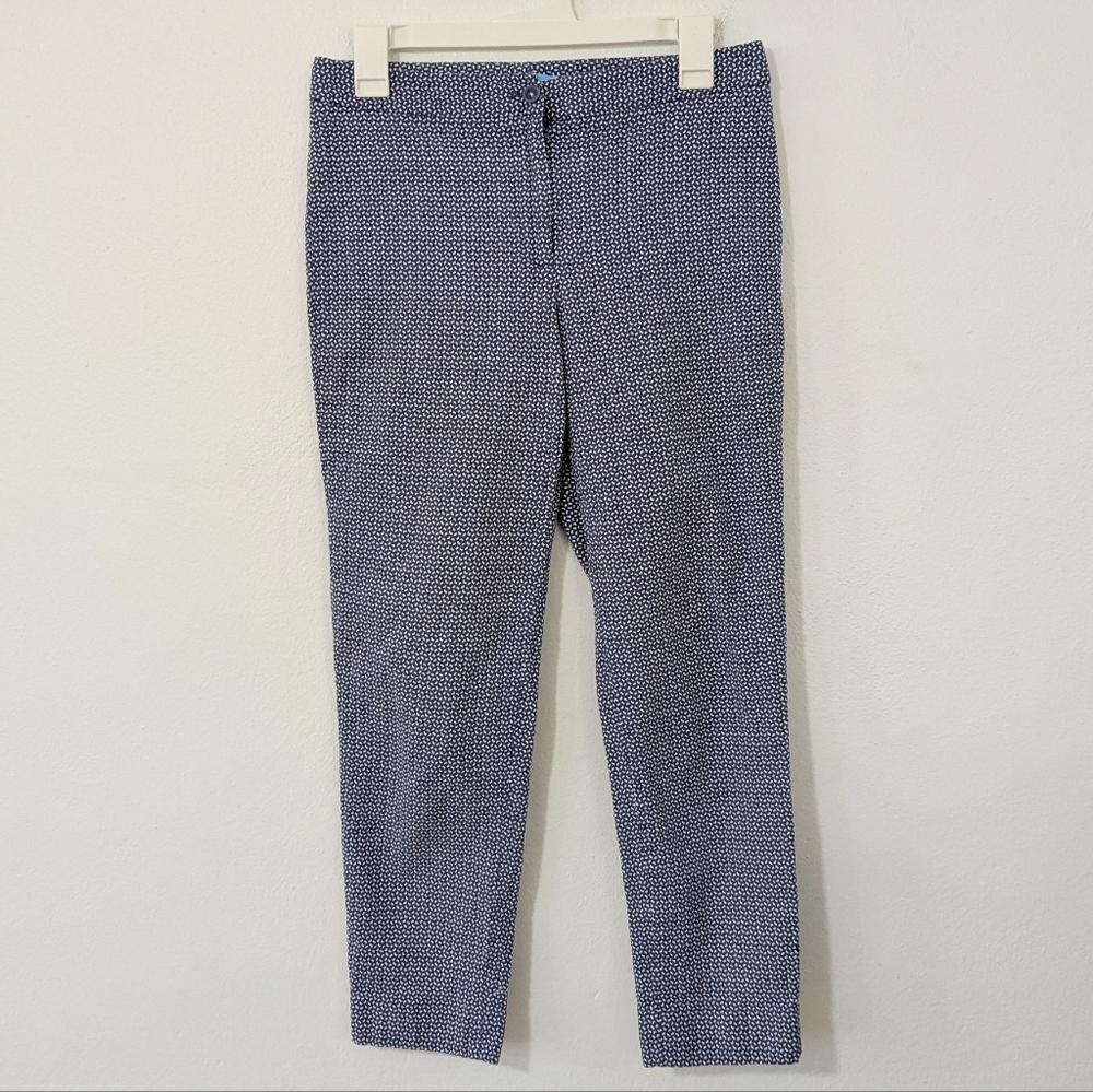 J. McLaughlin Dock Crop Pants Ankle Length Stretch Polka Dot Blue White 6